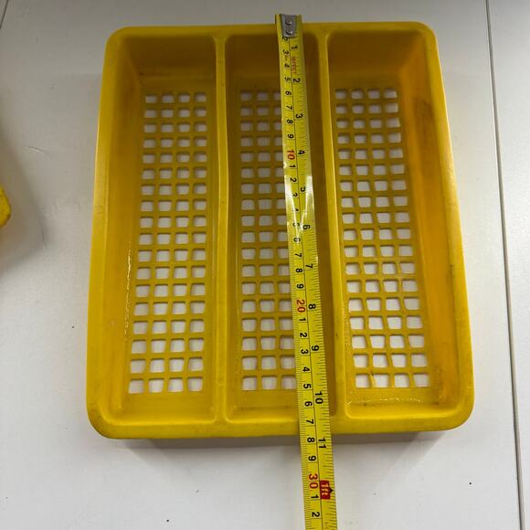 Vintage Deka Plastics No. 195 & 197 2 Piece Stacking Cutlery Utensil Tray Yellow - Picture 6 of 10